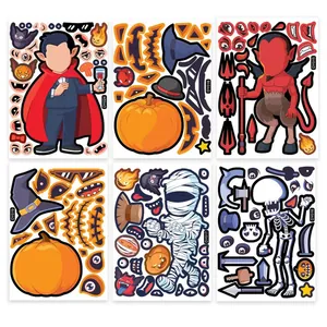 Αυτοκόλλητα Halloween DIY για Παιδιά Κινούμενα Σχέδια Κολοκύθα Βρικόλακας Φάντασμα Μούμια Πρόσωπο Παζλ Φύλλα Αυτοκόλλητων Δώρα Πάρτι Παιχνίδι Χειροτεχνίας