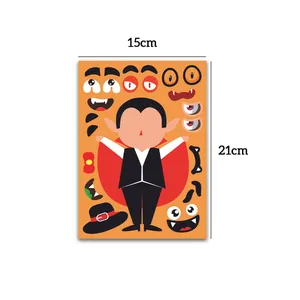 Halloween DIY Vampir Aufkleber Set für Kinder mit Gesichtsmerkmalen zum Basteln 15x21cm