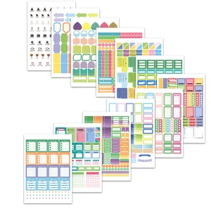 Buntes funktionales Planer-Sticker-Set mit Tageszielen und Zeitplan-Trackern