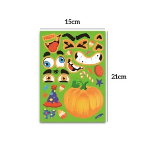 DIY Halloween pumpkin sticker sheet 15x21cm for kids creative party game fun