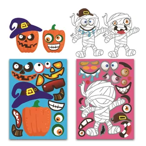 Halloween DIY Aufkleber-Set mit Kürbis- und Mumien-Motiven für kreativen Spielspaß der Kinder
