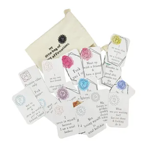 Cartes d'Affirmation Drôles Et Sac en Coton à Cordon Motivation Quotidienne Pleine Conscience Encouragement Cadeau Pour Bien-être Mental
