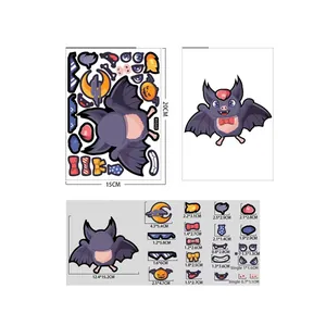 DIY Halloween cartoon bat stickers with pumpkin and ghost accessories for kids decor