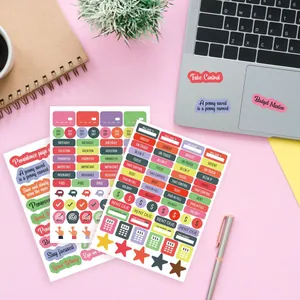 Set d'autocollants colorés pour budget avec étiquettes financières et phrases motivantes