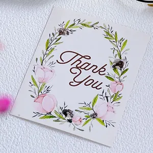 Floral Thank You κάρτα με ακουαρέλα λουλούδια για γάμους και τη Γιορτή της Μητέρας