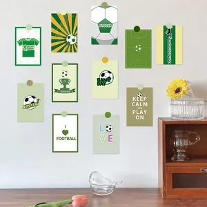 Lot de 11 affiches murales de football avec maillots et trophées pour déco intérieure