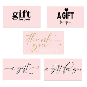 Pink Thank You Cards For Small Business Support My Business Gift Packaging Message Cards Floral Heart Design Elegant Gratitude Notes For Customers Birthday Wedding Party Supplies