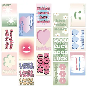 Nordic Style Decorative Postcards Y2K Danish Macaron Wall Decor Cards With Heart Daisy Patterns For Dorm Room Aesthetic