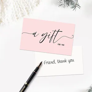 Pink and white gift thank you cards with floral design and elegant script for gifts