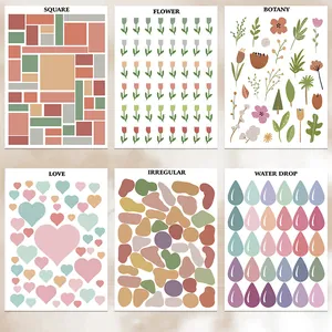 Morandi Farben Selbstklebende Aufkleber Bögen Für DIY Journal Scrapbooking Dekoration Kreative Minimalistische Geometrische Blumen Herz Papier Aufkleber