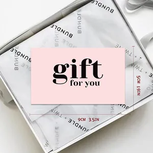 Pink gift card with black Gift for You text and flower patterns measuring 9x5cm