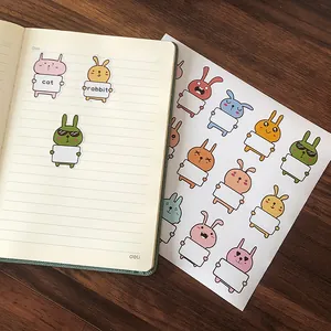 Cute cartoon animal name stickers featuring cat and rabbit designs for DIY labeling