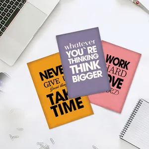 Set of 3 minimalist inspirational quote wall art cards in orange, purple and pink