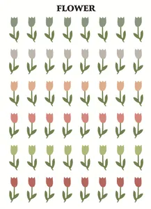 Detailansicht von 48 bunten Tulpenaufklebern für DIY-Planer-Deko und Schreibwaren