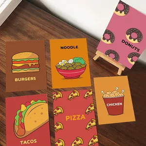 Set van 6 vintage handgetekende voedselposters voor muurdecoratie en kamers