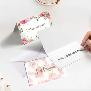 Elegant greeting card set with floral and geometric patterns and white envelopes