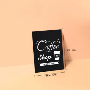 Retro black metal coffee shop sign with white lettering measuring 15cm x 10cm