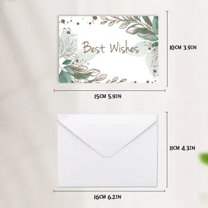 Elegant floral greeting card with Best Wishes text and matching envelope for celebrations