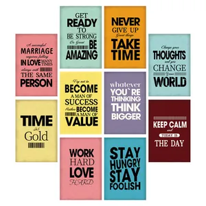 Set of 10 minimalist Nordic inspiration cards with colorful typography for wall decor
