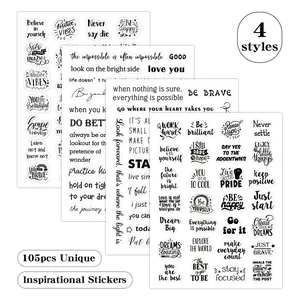 Inspirational Quotes Stickers Transparent PVC Waterproof English Motivational Text Decals For Scrapbooking DIY Decor