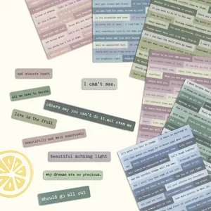 Vintage Small Talk stickers set with English inspirational quotes in Morandi colors