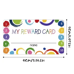 Cartoon reward card for students and classrooms with punch holes and numbering