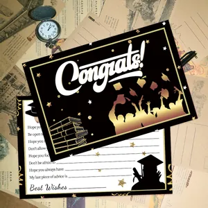 Detail von Abschluss-Glückwunschkarten 2025 mit goldenen Silhouetten auf Vintage-Hintergrund