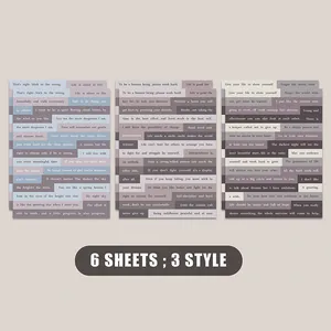 Detail of 6 sheets vintage Small Talk stickers with inspirational quotes for DIY scrapbooking