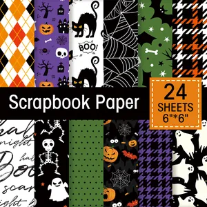 Halloween Theme Scrapbook Paper Cardstock Decorative Background Paper For DIY Photo Album Scrapbooking Art Craft Material