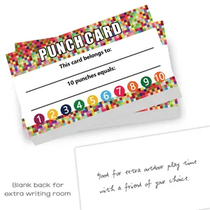 Colorful classroom incentive punch cards with mosaic borders for student rewards