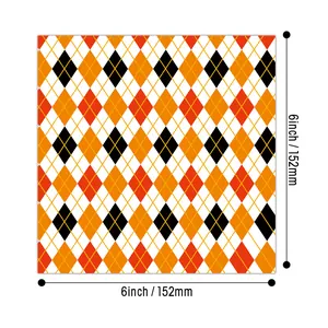 6x6 inch Halloween scrapbooking paper featuring classic orange and black argyle pattern