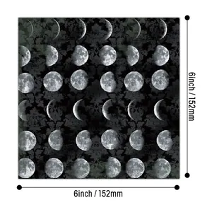 Retro scrapbook paper featuring moon phase patterns and damask textures in 6x6 inch size