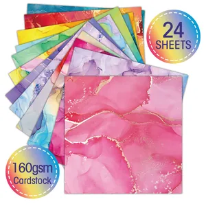 24 sheets of 160gsm marble alcohol ink scrapbooking paper for DIY crafts decoration