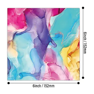 Colorful 6-inch square marble texture background paper with gold glitter for scrapbooking