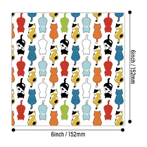 6-inch square scrapbooking paper featuring colorful cartoon cat patterns for DIY crafts