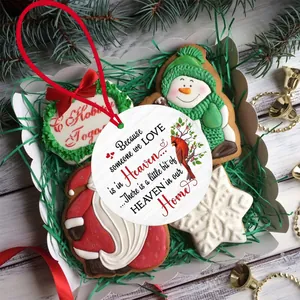 Memorial acrylic Christmas ornament with cardinal bird and loving message in gift box