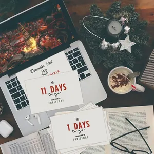 24-piece Christmas countdown advent cards set with festive holiday stationery theme