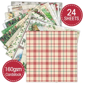 24 hojas de cartulina navideña de 160 g/m² para scrapbooking y álbumes de fotos