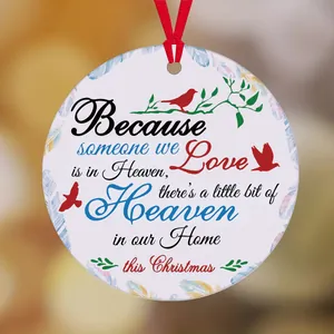 Christmas acrylic round ornament with red cardinal bird and memorial quote decoration