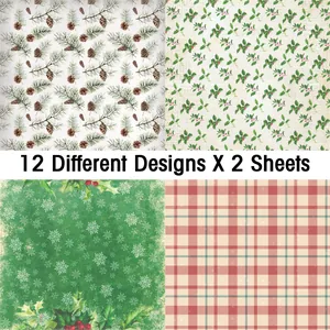 Detalle de 12 patrones navideños festivos para scrapbooking y proyectos de artesanía DIY