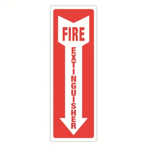 Vertical Fire Extinguisher Safety Sign Sticker Red White PVC Adhesive Industrial Emergency Warning Directional Arrow