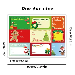 Pack of 12 self-adhesive Christmas gift name tags with colorful festive holiday designs
