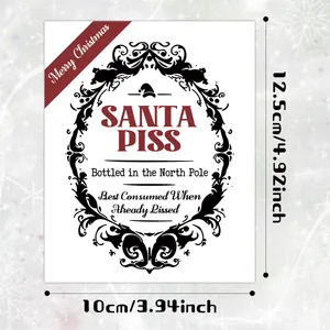 Grappige kerstlabels voor flessen met Santa Piss ontwerp en Noordpool thema 9 stuks