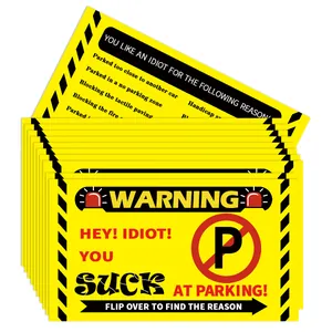 Humorous Bad Parking Warning Cards For Idiots Double Sided Yellow Parking Tickets Prank Gift Notice Cards For Windshield
