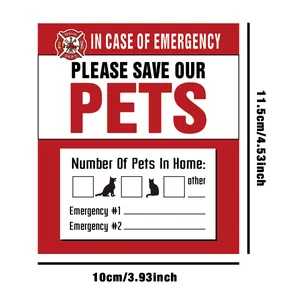 Détail de l'autocollant d'alerte pour animaux de compagnie mesurant 10 cm x 11,5 cm