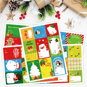 Christmas Gift Name Tags PVC Self Adhesive Festive Stickers Santa Claus Snowman Elk Gingerbread Man Design Holiday Present Wrapping Labels