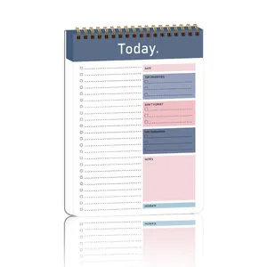 Vista dettagliata del layout funzionale e della doppia rilegatura a spirale dell'agenda