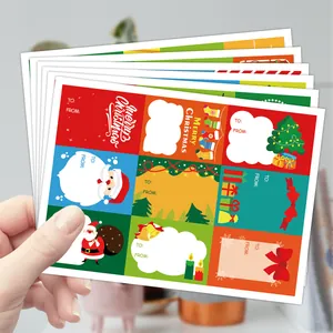 Christmas gift name stickers set featuring Santa and Reindeer for holiday gift packaging