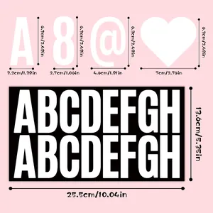 Set van 6 kleurrijke alfabet- en cijferstickers voor decoratie en doe-het-zelf