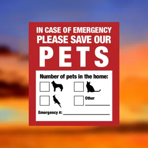 Autocollant de secours d'urgence pour animaux de compagnie avec infos de contact